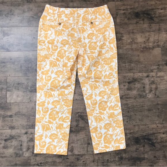 Lands End Mid Rise Straight Leg Crop Chino Pant Golden Sunflower Floral Size 6 - Picture 14 of 15
